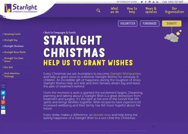 Starlight Foundation Australia Website