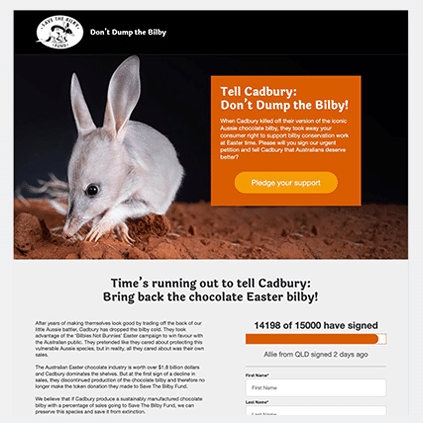 Marlin Communications Save the Bilby Fund Donations Page