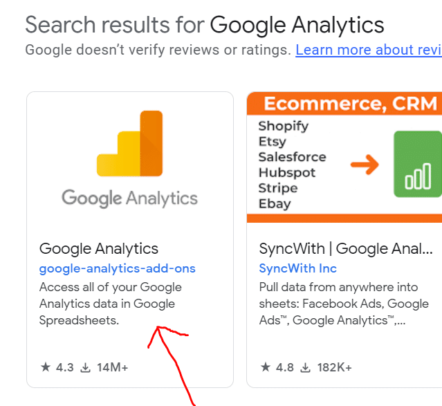 screenshot - choose google analytics add on