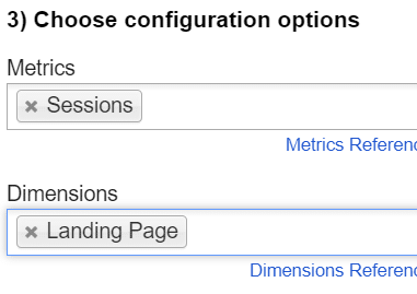 screenshot - metrics and dimensions